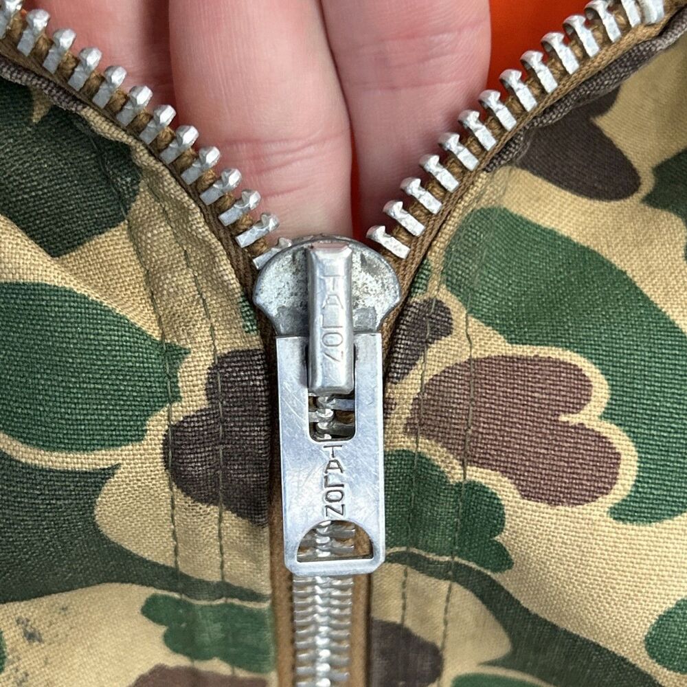 Vtg 60s Sears Roebuck Duck Camo Field Tested Hunting Jacket Talon Zip L Reverse - Picture 4 of 16